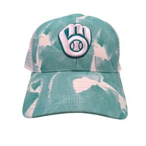 Milwaukee Brewers Women's Teal Camo Mesh Trucker Hat - '47 Brand Snapback - GOOD